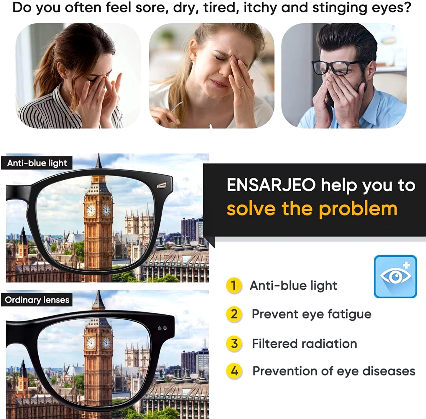 Blue Light Blocking Glasses Square Nerd Eyeglasses Frame anti Blue Ray Computer Game Glasses