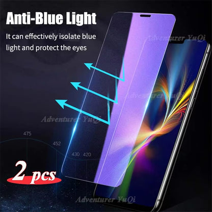 2Pcs anti Blue Ray Light Tempered Glass for Iphone 16 15 14 13 12 11 Pro Max Mini SE2020 XR XS X 7 8 6 6S plus Screen Protector